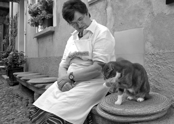 woman and cat